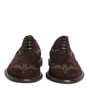 Dolce & Gabbana Brown Velvet Lace Up Oxford Dress Shoes