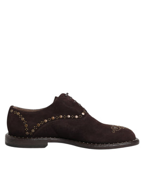 Dolce &amp; Gabbana Brown Velvet Lace Up Oxford Dress Shoes