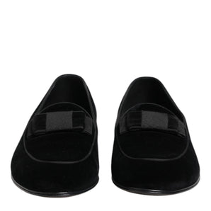 Dolce & Gabbana Black Velvet Loafers Formal Men Dress Shoes
