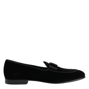 Dolce & Gabbana Black Velvet Loafers Formal Men Dress Shoes
