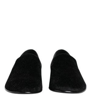 Dolce &amp; Gabbana Black Jacquard Loafers Formal Men Dress Shoes