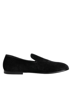 Dolce &amp; Gabbana Black Jacquard Loafers Formal Men Dress Shoes