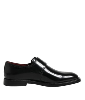 Dolce &amp; Gabbana Black Leather Monk Strap Derby Formal Shoes