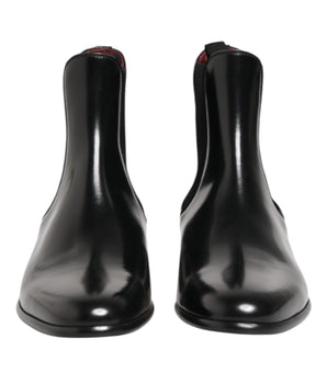Dolce & Gabbana Black Chelsea Slip On Mid Calf Boots Shoes