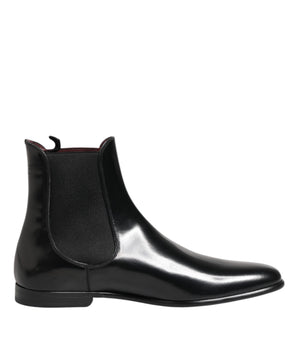 Dolce & Gabbana Black Chelsea Slip On Mid Calf Boots Shoes