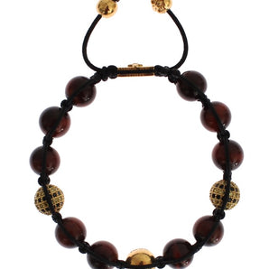 Pulsera de oro con circonitas y ojo de tigre rojo radiante de Nialaya