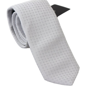 Dolce &amp; Gabbana Elegante corbata de cuello en mezcla de seda estampada blanca