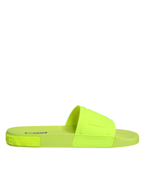 Dolce &amp; Gabbana Green Rubber Slides Sandals Shoes Beachwear