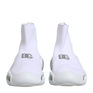 Dolce & Gabbana White Silver Slip On Wave Socks Sneakers Shoes