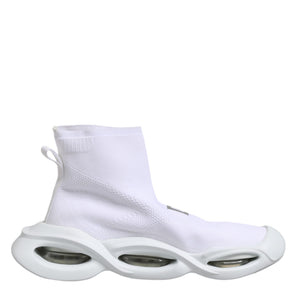 Dolce & Gabbana White Silver Slip On Wave Socks Sneakers Shoes