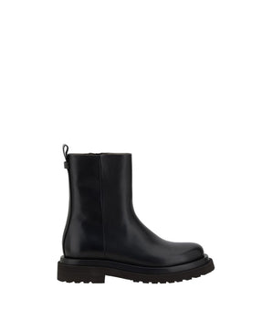 Brunello Cucinelli Black Calf Leather Bos Taurus Ankle Boots