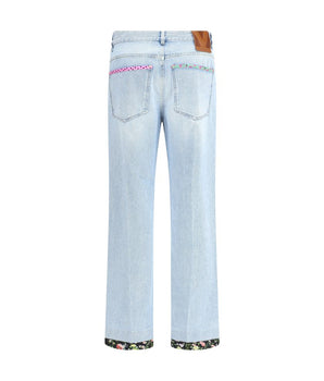 Valentino Light Blue Cotton Straight-Leg Jeans