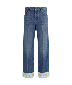 Valentino Blue Cotton Straight-Leg Jeans
