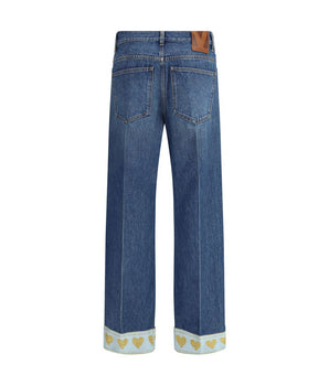 Valentino Blue Cotton Straight-Leg Jeans