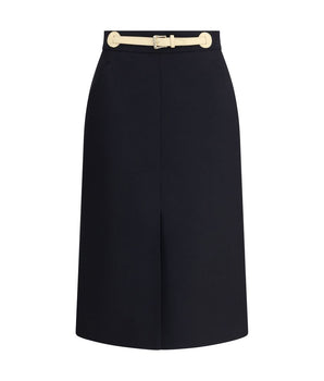 Valentino Black Fleece Wool Midi Skirt