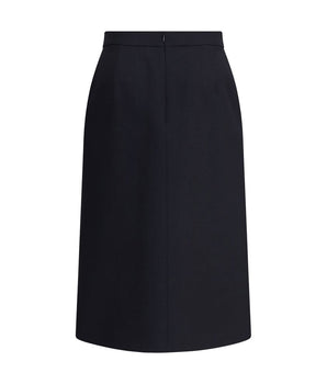 Valentino Black Fleece Wool Midi Skirt