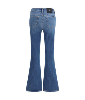 7FOR Blue Cotton Flared Jeans