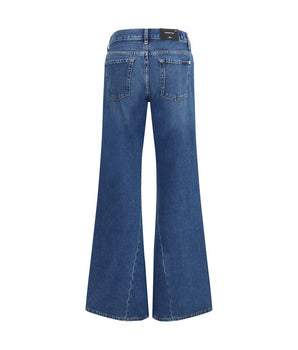 7FOR Blue Cotton Flared Jeans