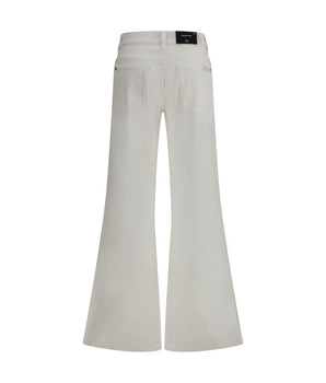 7FOR Cream Cotton Flared Jeans
