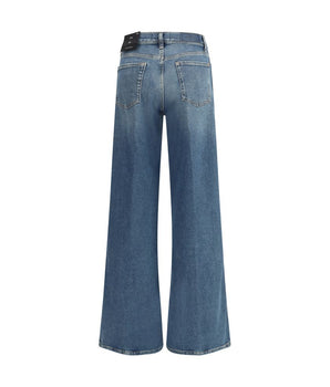 7FOR Blue Cotton Flared Jeans