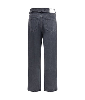 Agolde Black Cotton Tapered Jeans