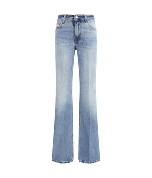 Haikure Light Blue Cotton Flared Jeans