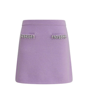 Self-Portrait Purple Viscose Mini Skirt