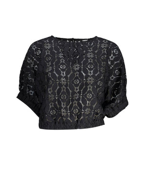 Desigual "Black Polyester Women Blouse with Contrasting Elastic Waistband"