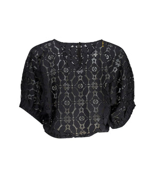 Desigual "Black Polyester Women Blouse with Contrasting Elastic Waistband"