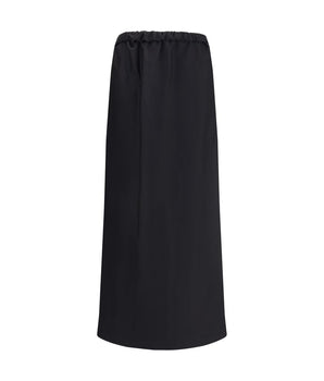 The Row Black Cotton Midi Skirt