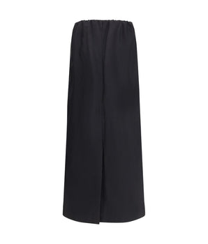 The Row Black Cotton Midi Skirt