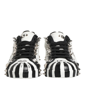 Dolce & Gabbana Black White Studded Low Top Sneakers Shoes