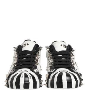 Dolce &amp; Gabbana Black White Studded Low Top Sneakers Shoes