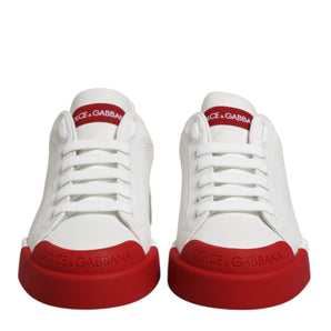 Dolce & Gabbana White Leather DG Logo Low Top Sneakers Shoes