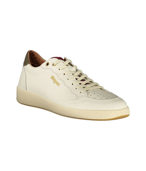 Blauer White Leather Men Sneaker