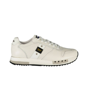 Blauer White Leather Men Sneaker