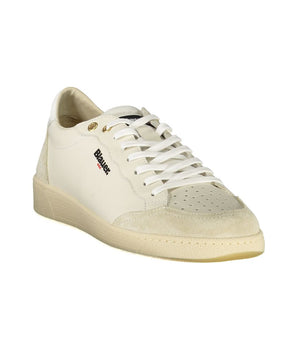 Blauer White Leather Men Sneaker