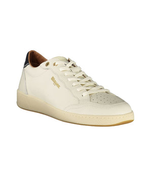 Blauer White Leather Men Sneaker
