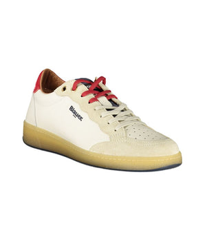 Blauer White Leather Men Sneaker