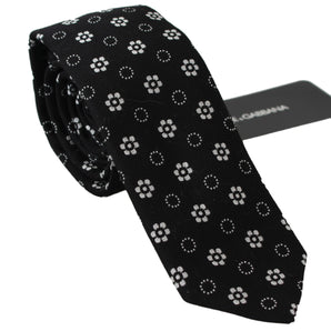 Dolce &amp; Gabbana Elegante corbata de seda floral negra