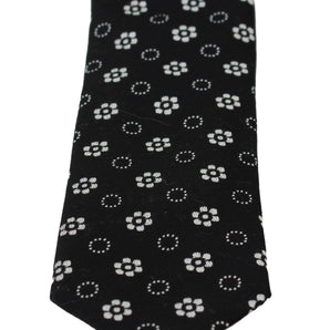 Dolce &amp; Gabbana Elegant Black Floral Silk Necktie