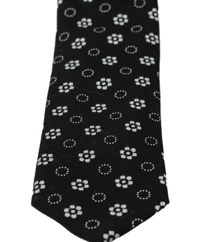 Dolce & Gabbana Elegant Black Floral Silk Necktie Dolce & Gabbana 