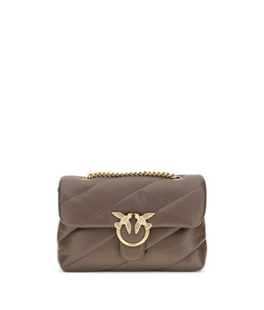 PINKO Brown Calf Leather Bos Taurus Shoulder Bag