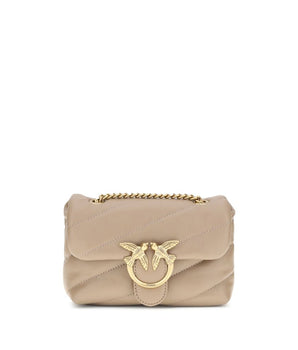 PINKO Beige Calf Leather Bos Taurus Shoulder Bag