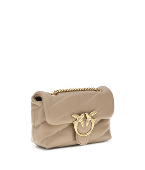 PINKO Beige Calf Leather Bos Taurus Shoulder Bag