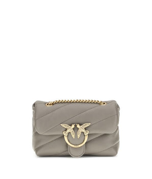 PINKO Gray Calf Leather Bos Taurus Shoulder Bag