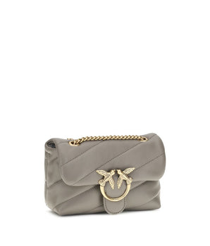 PINKO Gray Calf Leather Bos Taurus Shoulder Bag