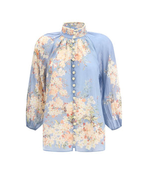 Zimmermann Light Blue Ramie Blouse