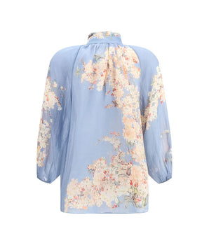Zimmermann Light Blue Ramie Blouse