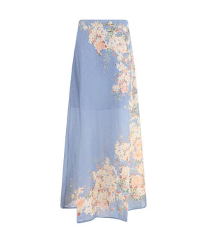 Zimmermann Light Blue Linen Long Skirt